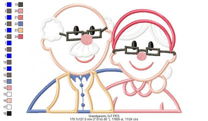 Grandparents Grandma, Grandpa - Applique