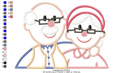 Grandparents Grandma, Grandpa - Applique
