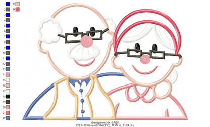 Grandparents Grandma, Grandpa - Applique