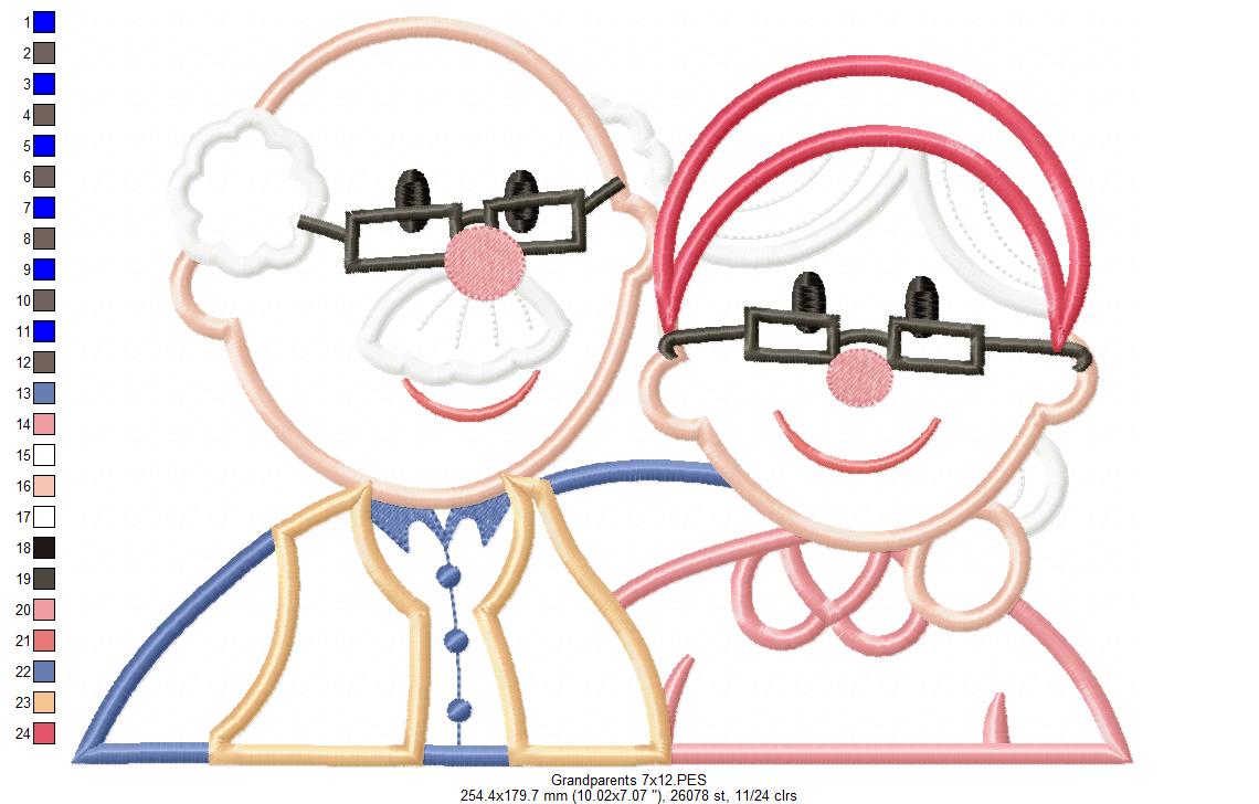 Grandparents Grandma, Grandpa - Applique