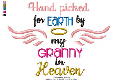 Hand Picked for Earth by My Granny - Satin Stitch - Machine Embroidery Design