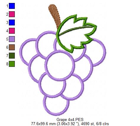 Sweet Grapes - Appliqué – Machine Embroidery Design