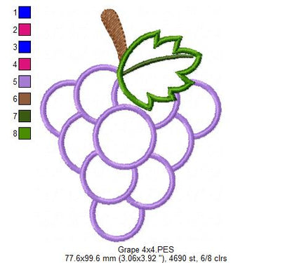 Sweet Grapes - Appliqué – Machine Embroidery Design