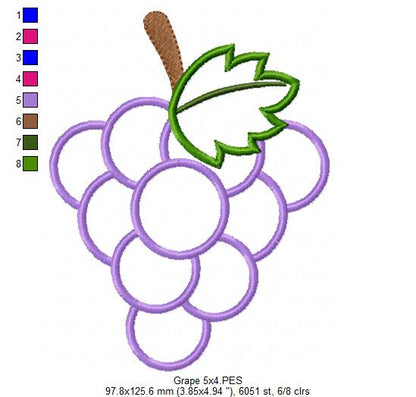 Sweet Grapes - Appliqué – Machine Embroidery Design