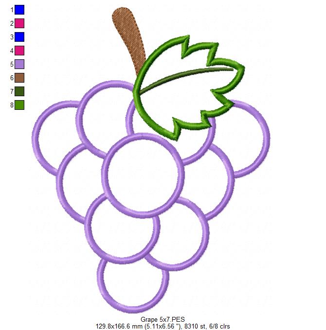 Sweet Grapes - Appliqué – Machine Embroidery Design