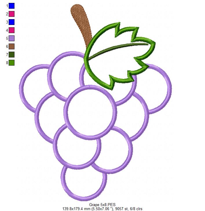 Sweet Grapes - Appliqué – Machine Embroidery Design