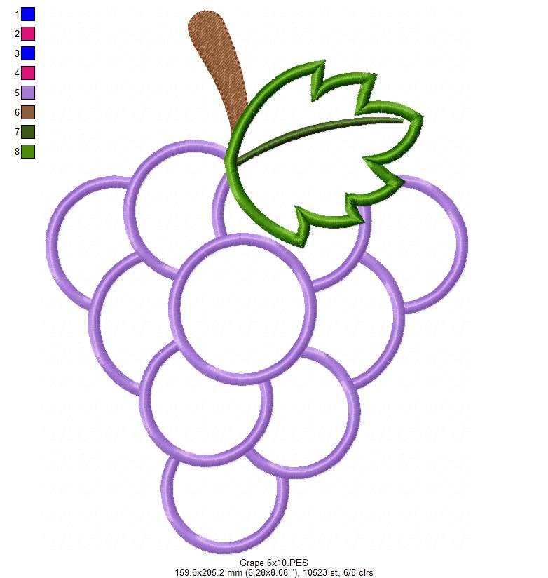 Sweet Grapes - Appliqué – Machine Embroidery Design