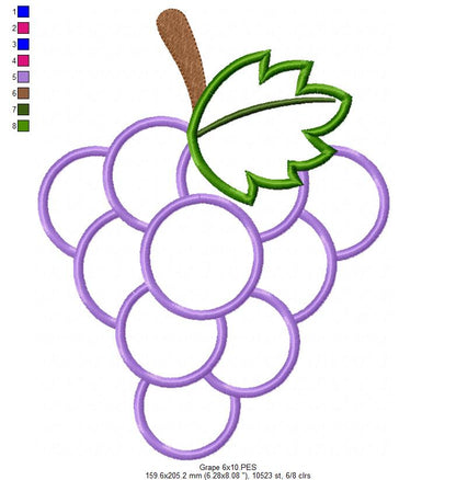 Sweet Grapes - Appliqué – Machine Embroidery Design