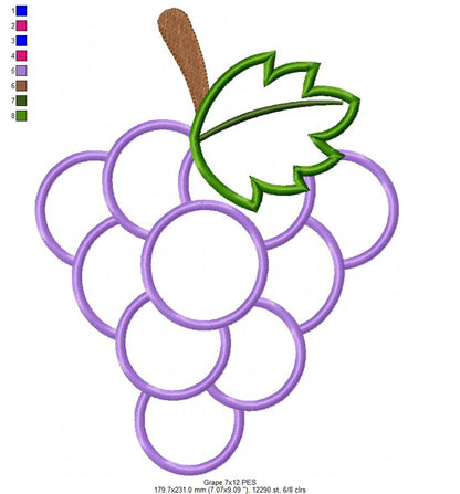 Sweet Grapes - Appliqué – Machine Embroidery Design
