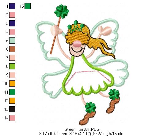 Green Fairy - Applique - Machine Embroidery Design