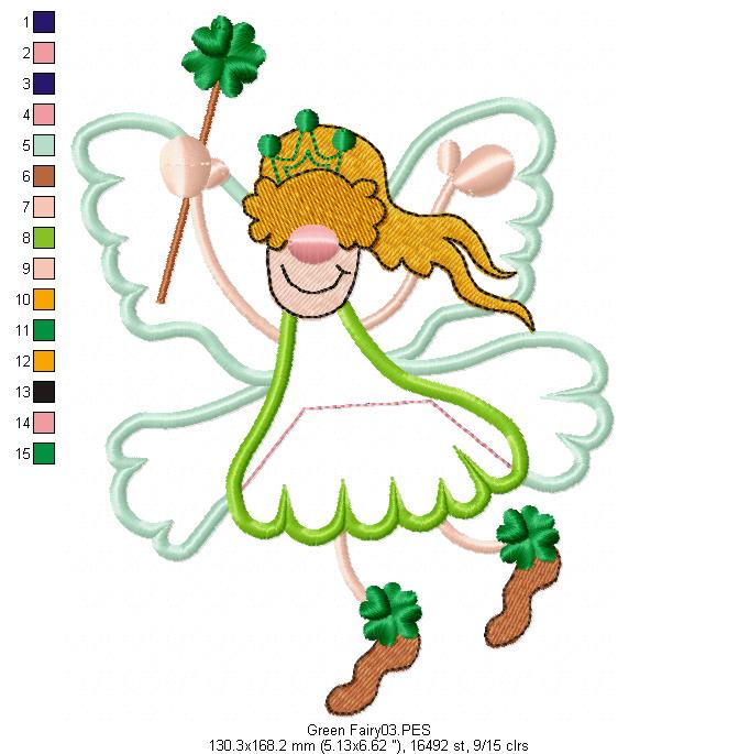 Green Fairy - Applique - Machine Embroidery Design