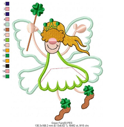 Green Fairy - Applique - Machine Embroidery Design