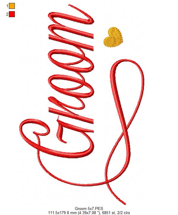 Groom - Fill Stitch - Machine Embroidery Design