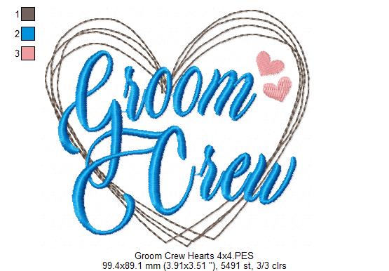 Bride Crew and Groom Crew Heart - Fill Stitch - Set of 2 designs