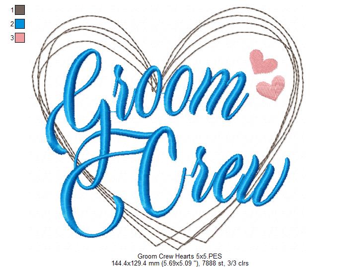 Bride Crew and Groom Crew Heart - Fill Stitch - Set of 2 designs