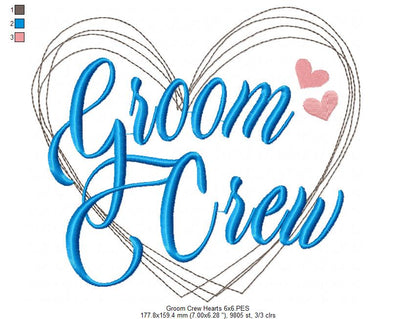 Bride Crew and Groom Crew Heart - Fill Stitch - Set of 2 designs