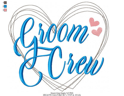 Bride Crew and Groom Crew Heart - Fill Stitch - Set of 2 designs