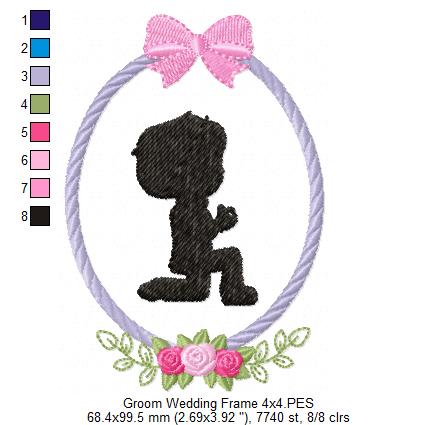 Groom and Bride Wedding Frames - Applique - Set of 5 designs