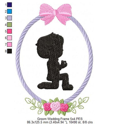 Groom and Bride Wedding Frames - Applique - Set of 5 designs