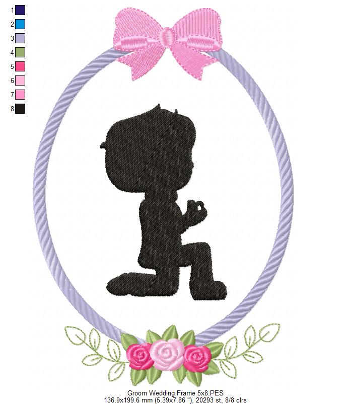 Groom and Bride Wedding Frames - Applique - Set of 5 designs