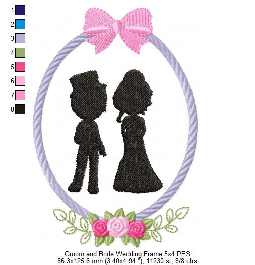 Groom and Bride Wedding Frame - Applique Embroidery