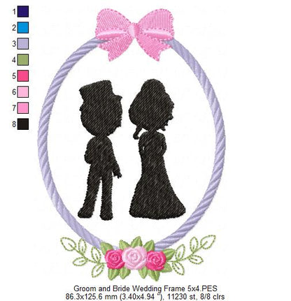 Groom and Bride Wedding Frames - Applique - Set of 5 designs