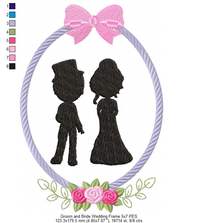 Groom and Bride Wedding Frames - Applique - Set of 5 designs