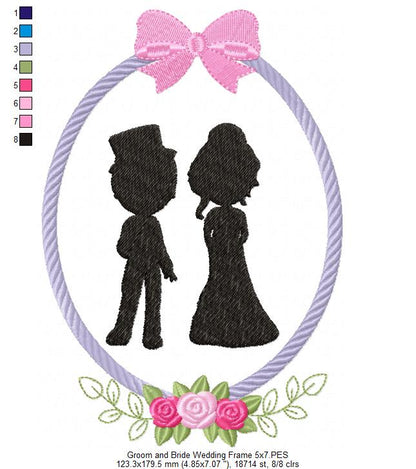Groom and Bride Wedding Frames - Applique - Set of 5 designs
