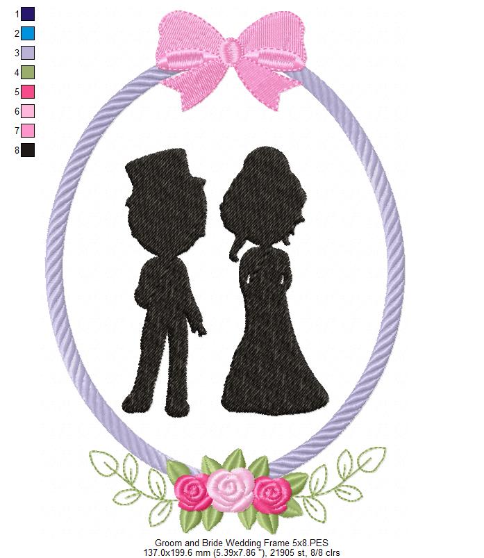 Groom and Bride Wedding Frames - Applique - Set of 5 designs