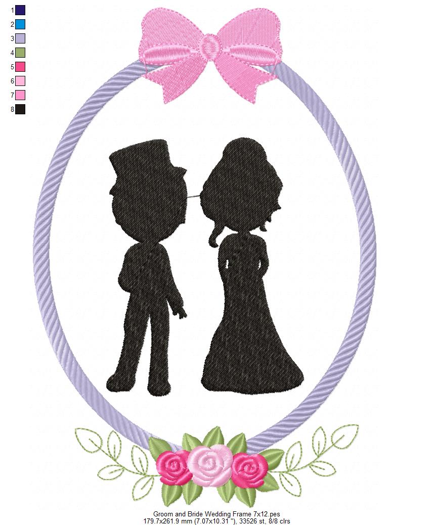 Groom and Bride Wedding Frame - Applique Embroidery
