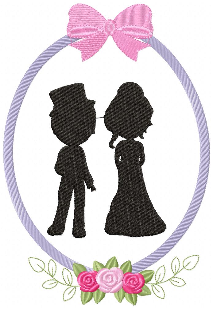 Groom and Bride Wedding Frame - Applique Embroidery