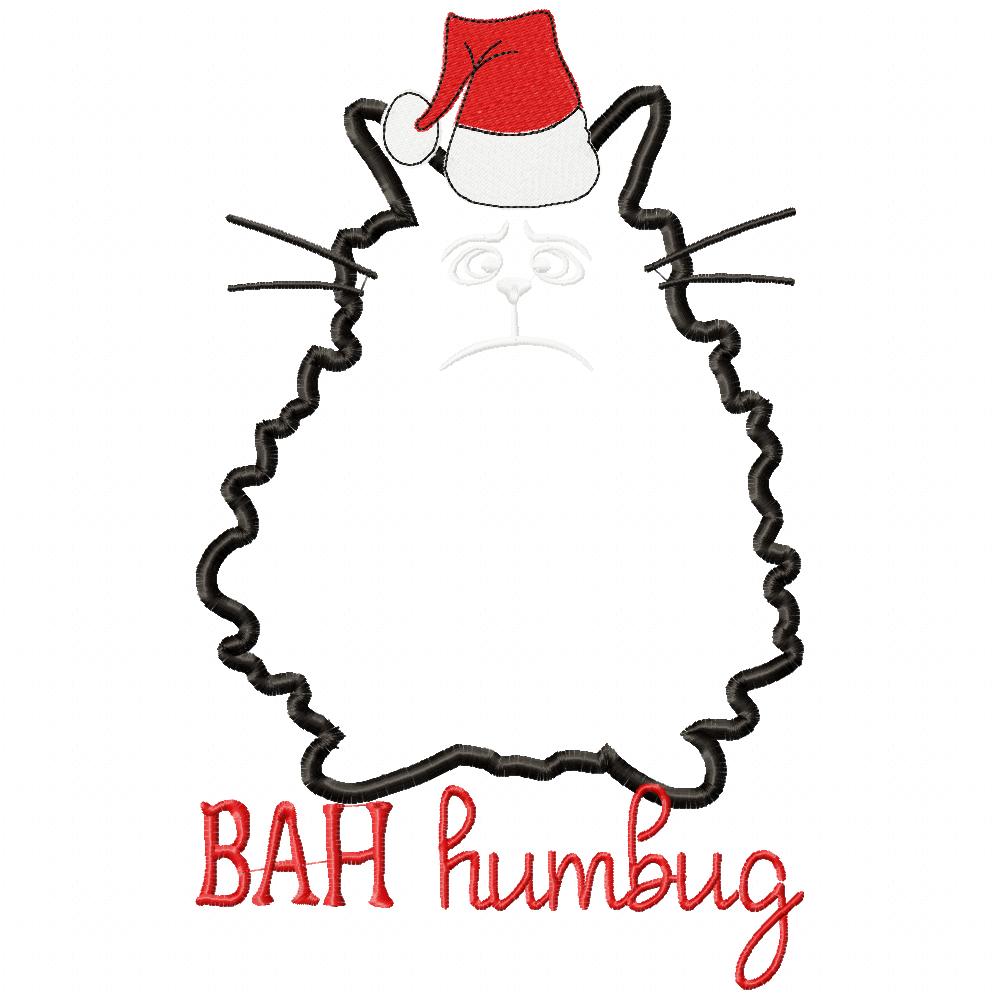 Bah Humbug Grumpy Christmas Cat - Applique