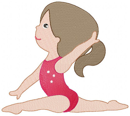 Gymnast Girl Smiling - Fill Stitch Embroidery