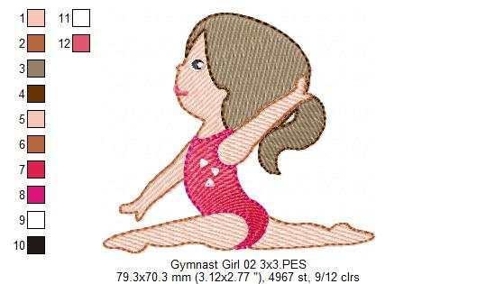 Gymnast Girl Smiling - Fill Stitch
