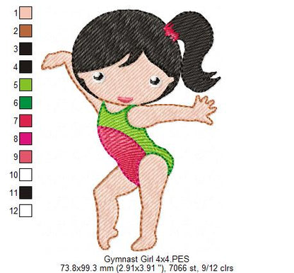 Gymnast Girls - Fill Stitch - Set of 4 designs