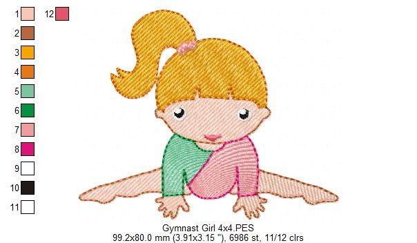 Gymnast Girls - Fill Stitch - Set of 4 designs