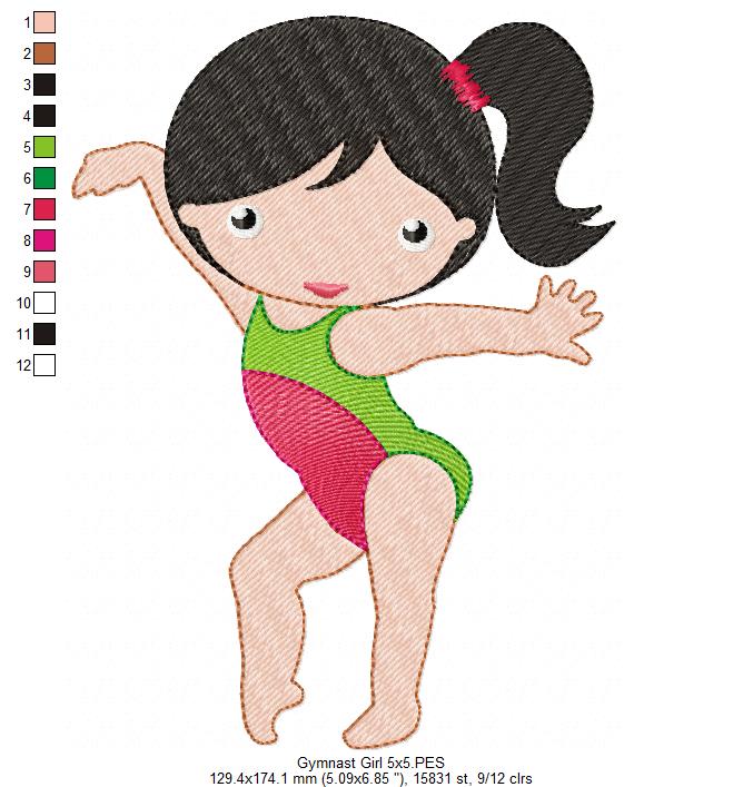 Gymnast Girl - Fill Stitch - Machine Embroidery Design