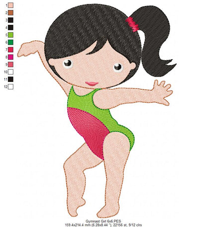 Gymnast Girl - Fill Stitch - Machine Embroidery Design