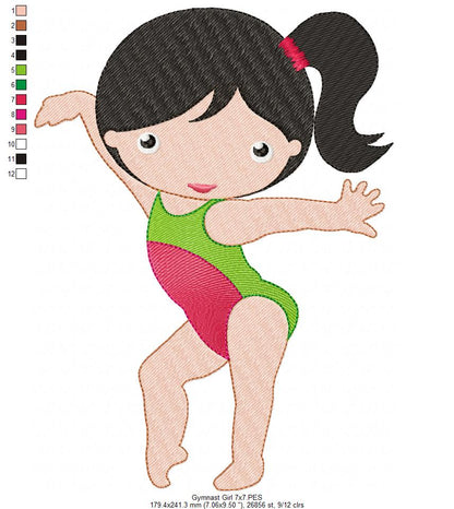 Gymnast Girls - Fill Stitch - Set of 4 designs