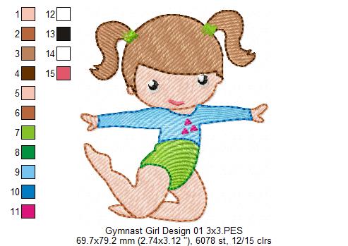 Gymnast Girls - Fill Stitch - Set of 4 designs