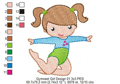 Gymnast Girls - Fill Stitch - Set of 4 designs