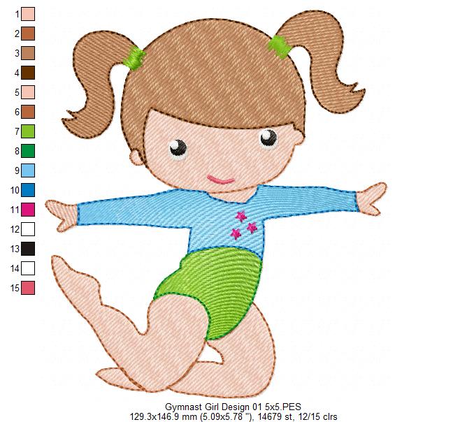 Gymnast Girls - Fill Stitch - Set of 4 designs
