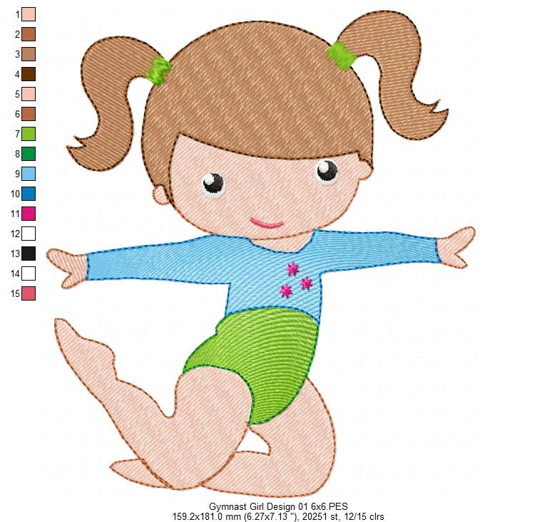 Gymnast Girls - Fill Stitch - Set of 4 designs
