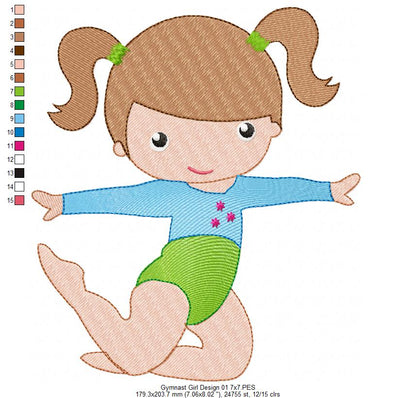 Gymnast Girls - Fill Stitch - Set of 4 designs