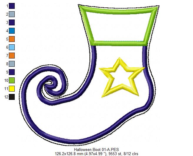 Halloween Boot Door Ornament - ITH Project - Machine Embroidery Design