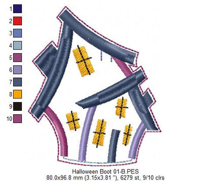 Halloween Boot Door Ornament - ITH Project - Machine Embroidery Design