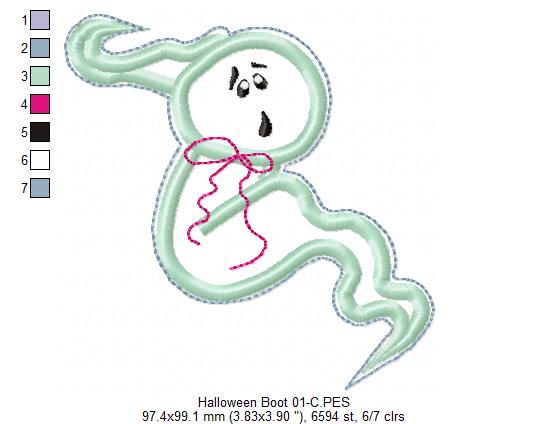 Halloween Boot Door Ornament - ITH Project - Machine Embroidery Design