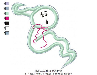 Halloween Boot Door Ornament - ITH Project - Machine Embroidery Design