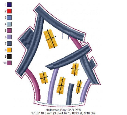 Halloween Boot Door Ornament - ITH Project - Machine Embroidery Design