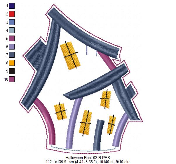 Halloween Boot Door Ornament - ITH Project - Machine Embroidery Design
